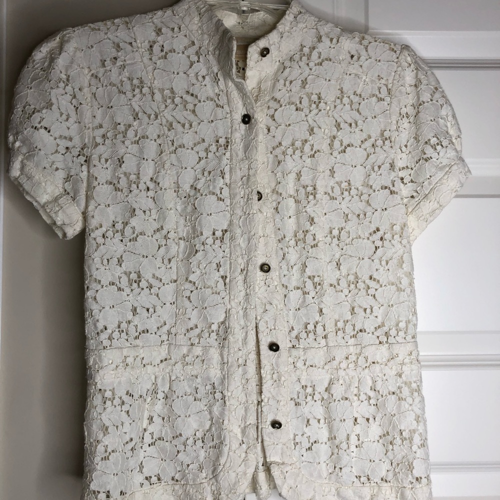 Michael Kors structured cream lace shirt